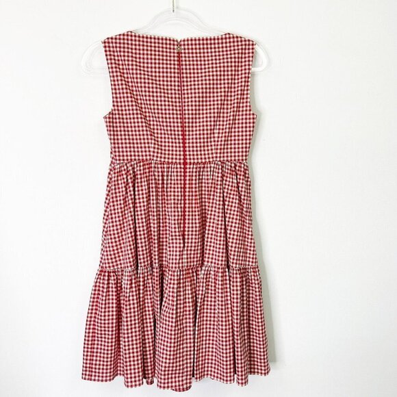 NEW Kate Spade Tiered Vineyard Dress Womens Size 2 Red Gingham - Picture 5 of 14
